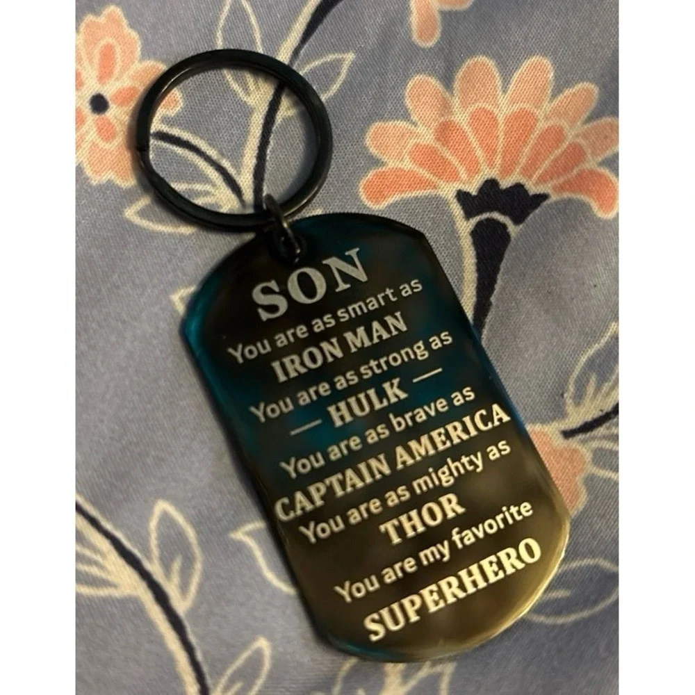 NEW Black Metal Gift Keychain - Son…You Are My Favorite Superhero
